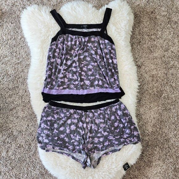 Vera Wang Simply Vera Purple and Black Large Tank Top and Bottom - Picture 1 of 3
